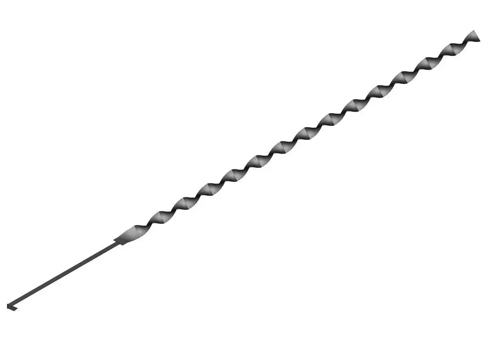 Langer, spiralförmiger Turbulator von Bosch, der in verschiedenen Anwendungen zur Verbesserung der Durchflussleistung eingesetzt wird.